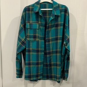 Teal Plaid Button-Up Shirt